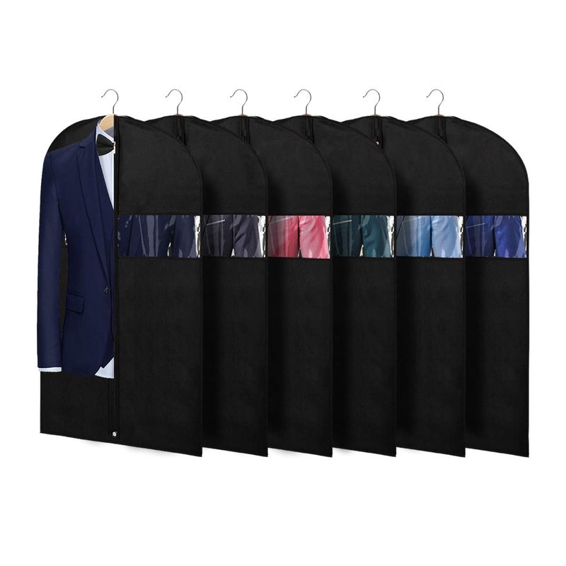 KEEGH 40" Suit Bags Garment Bags for Storage (Set of 6) Garment Bags for Hanging Clothes, Suit Cover Bags Garment Covers for Dress Shirts Coats Clean with Zipper and Transparent Window, Black - Image 1